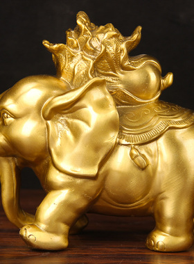 纯黄铜大象摆件一对家居装饰工艺品招财吉祥桌面装饰品