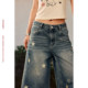 BeerBro Escape to the West Coast Retro distressed washed star print pants denim ຮູສະຫມໍ່າສະເຫມີ