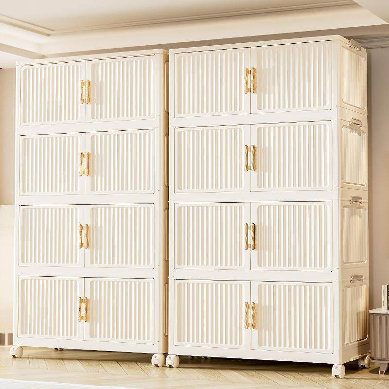 收纳柜双开门免安装多层衣物零食书籍整理柜可折叠家用客厅储物箱,淘宝优惠券,粉丝福利购,淘宝优惠卷