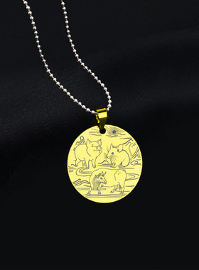 猪鼠牛三会吊坠亥子丑生肖三合牌