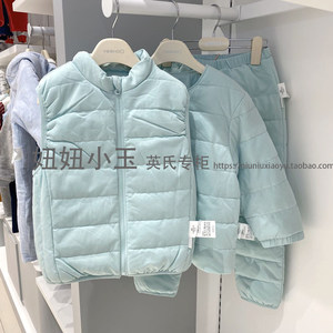 英氏儿童羽绒服内胆男女宝宝纯棉针织羽绒背心马甲拉链长袖上衣
