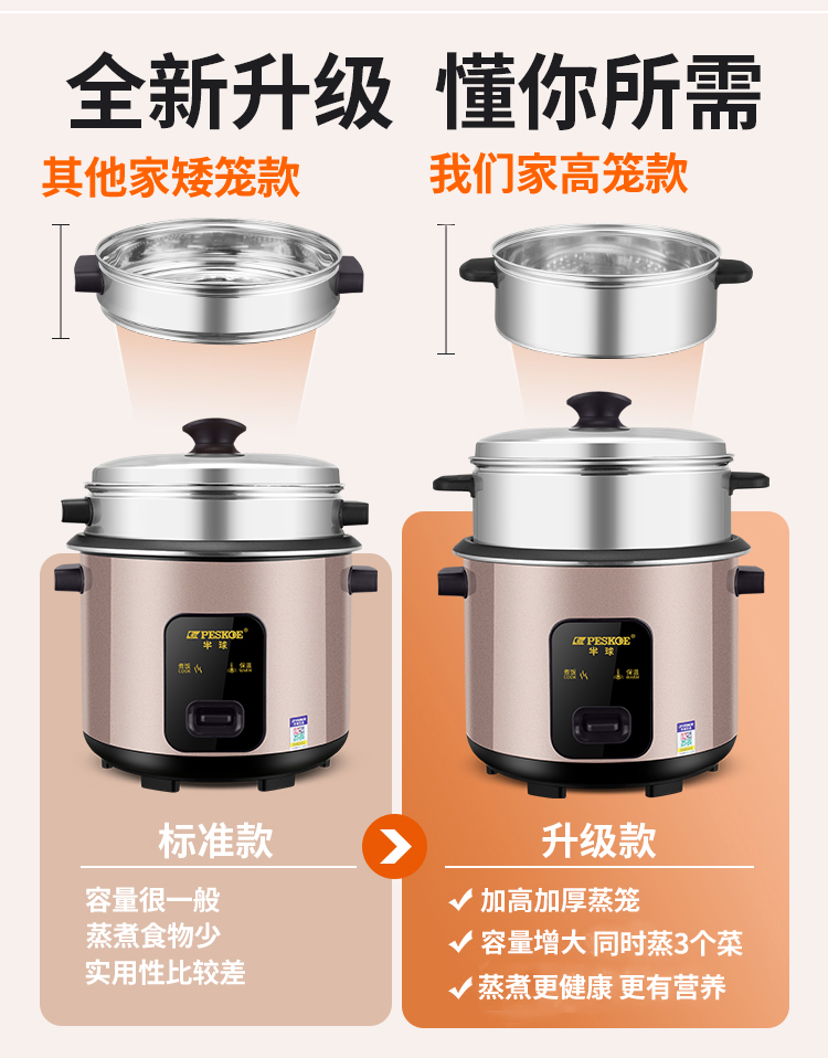 半球电饭煲饭锅家用小型1老式2人迷你3多功能4普通5L一正品蒸煮饭