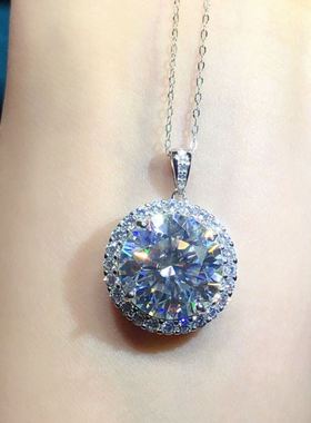 火彩钻石项链莫桑项链吊坠秒过钻笔火彩超好美国八心八箭