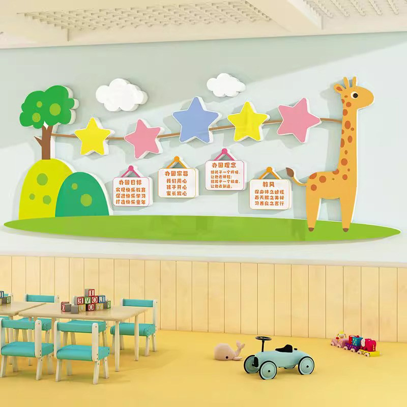 幼儿园办园理念墙面装饰环创主题托管班教室大厅文化墙贴布置,淘宝优惠券,粉丝福利购,淘宝优惠卷