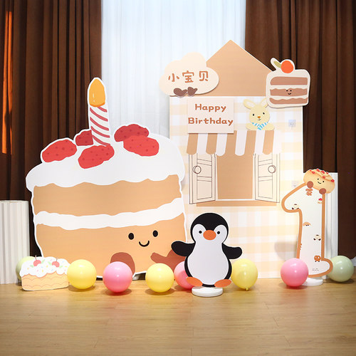 ins小红书奶油风蛋糕jellycat生日布置宝宝周岁百天装饰拍照KT板 - 图2
