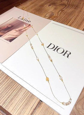 秋冬新款手作灰色水晶项链纯银