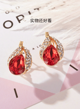 适合圆胖脸纯银耳环女黑色大气