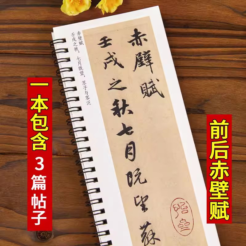 赵孟頫洛神赋前后赤壁赋闲居赋行书毛笔书法字帖 赵孟頫赵体经典碑帖书法临摹字卡近距离对临原大版附简体旁注赵孟頫行书 - 图0