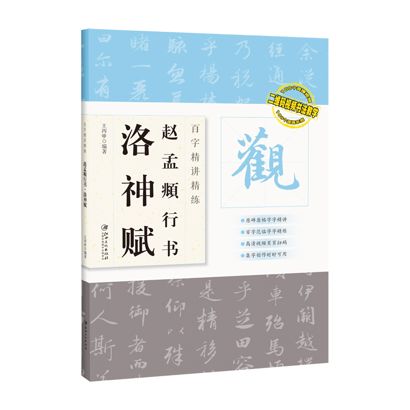 视频版 赵孟頫行书洛神赋 百字精讲精练王丙申 毛笔书法字帖原碑原帖单字行楷放大技法解析入门教程 集字创作时时可用江西美术 - 图3