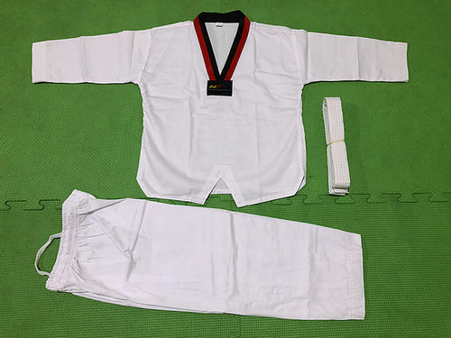 纯棉道服儿童成人训练跆拳道道服道馆专用长袖长裤全棉道服印字绣 - 图0
