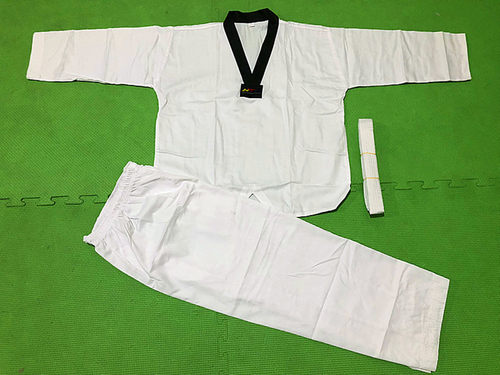 纯棉道服儿童成人训练跆拳道道服道馆专用长袖长裤全棉道服印字绣 - 图1