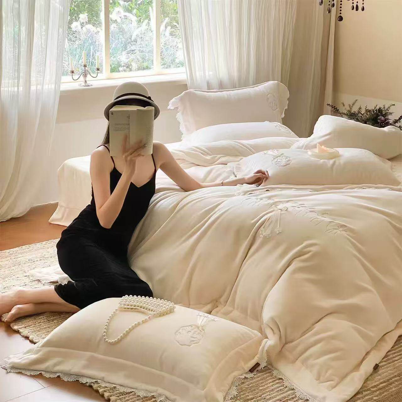 2026新款A类高端牛奶绒四件套简约水貂绒冬季加厚保暖床上用品