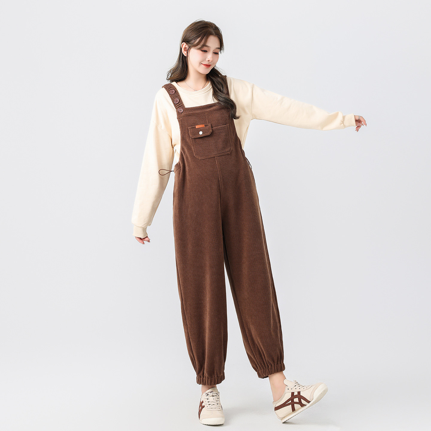 孕妇背带裤秋冬款2025新款加厚孕妇装外穿小个子灯芯绒免脱裤子女,淘宝优惠券,粉丝福利购,淘宝优惠卷