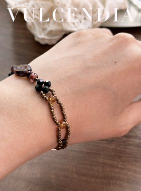 进口捷克珠手链复古美拉德色系高颜值学生党2025新款女串珠高级感