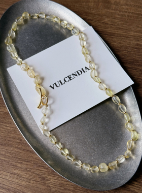 原创设计天然黄水晶项链女轻奢金色锁骨链2025新款随形ot扣饰品