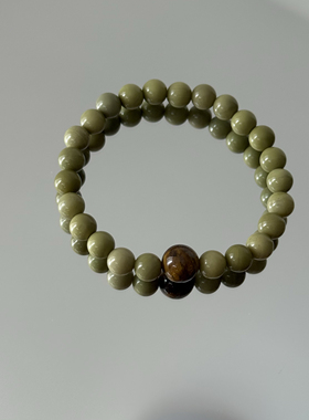 原创天然牛油果阿拉善玛瑙虎眼石手串手链女小众高级感手串抹茶绿