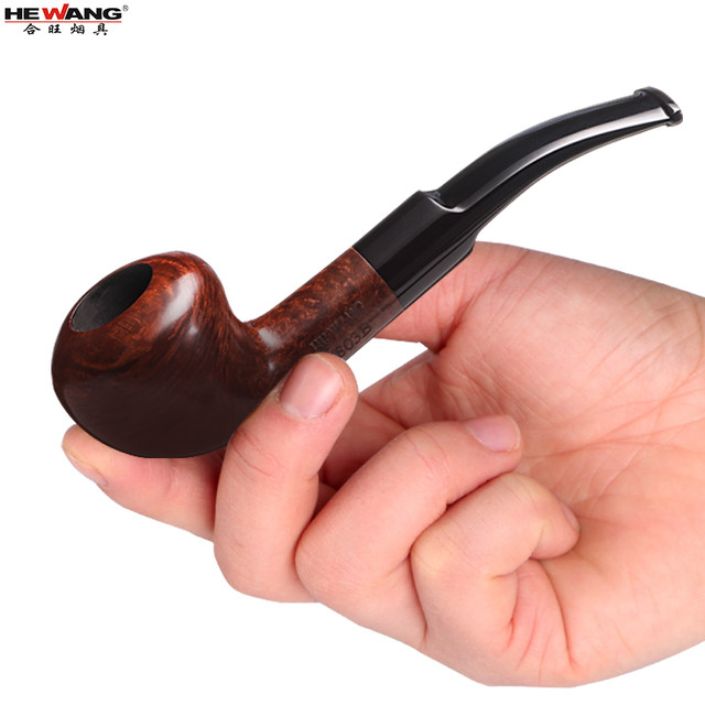 Hewang pipe solid wood handmade tobacco pipe briar wood curved pipe filter smoke pot men's gift