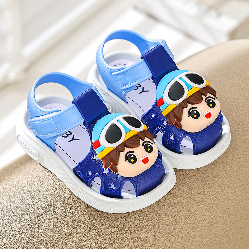 宝宝学步鞋夏季婴幼童鞋包头防踢防滑软底01-2-3岁男女童凉鞋