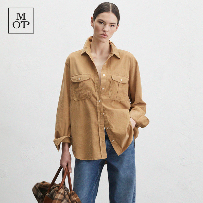 [吉赛尔邦辰同款]MOP25冬季新款百搭纯棉细灯芯绒宽松长袖衬衫女