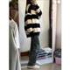 Oversize thin hooded striped women's