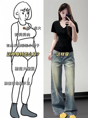 设计感小众正肩V领纯棉短袖T恤女夏辣妹短款收腰修身显瘦百搭上衣 - 图1