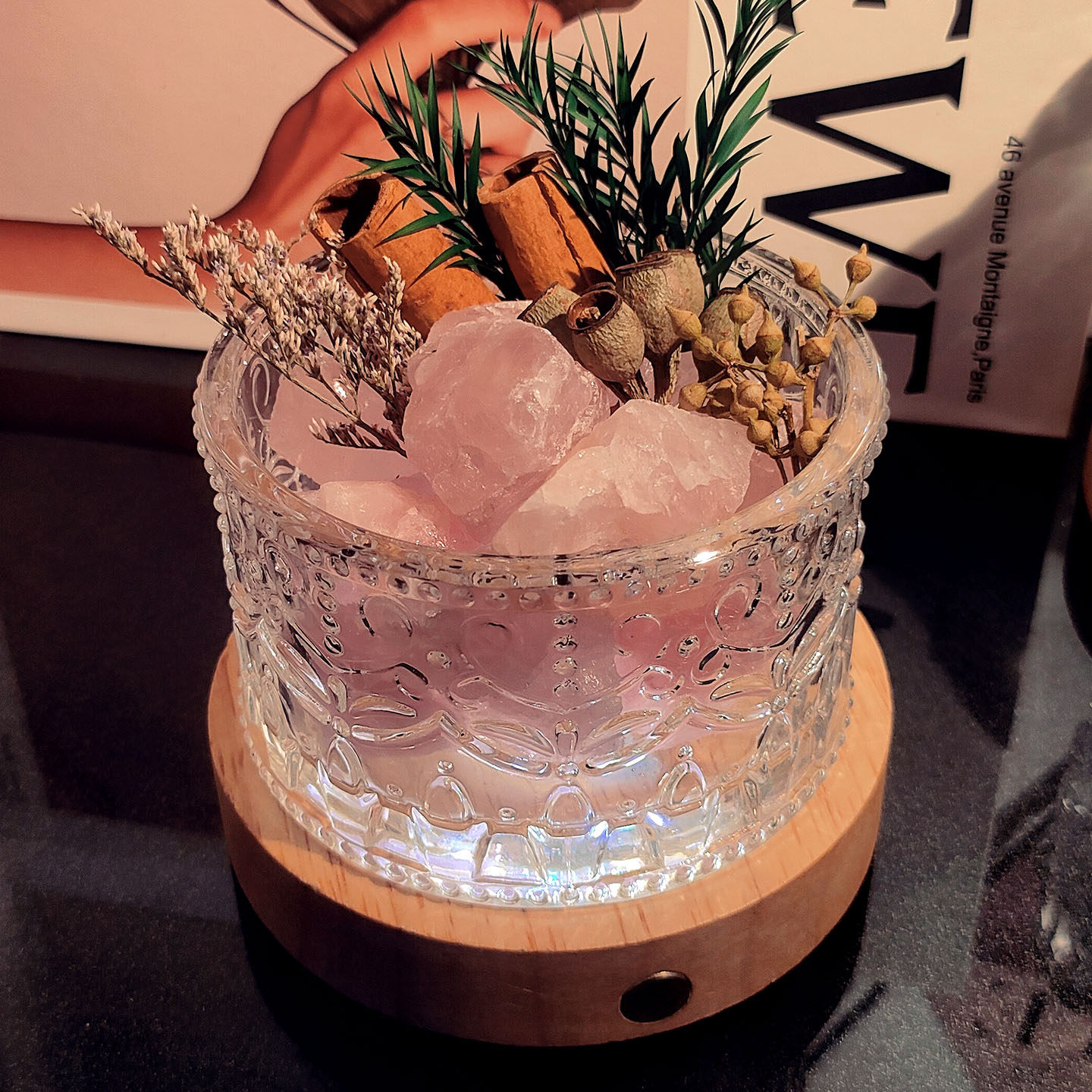 天然水晶石香薰无火持久香氛玻璃皇冠扩香晶石容器桌面摆件小夜灯,淘宝优惠券,粉丝福利购,淘宝优惠卷