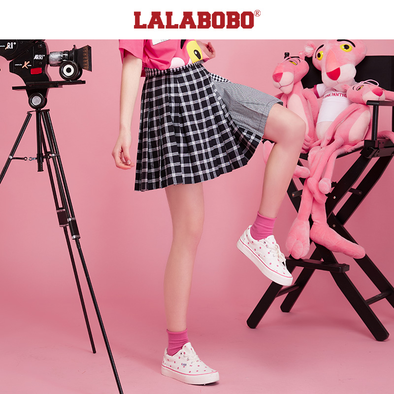 【设计师潮牌】LALABOBO春夏新粉红豹学院百褶半裙|L21B-WXZQ11 - 图0