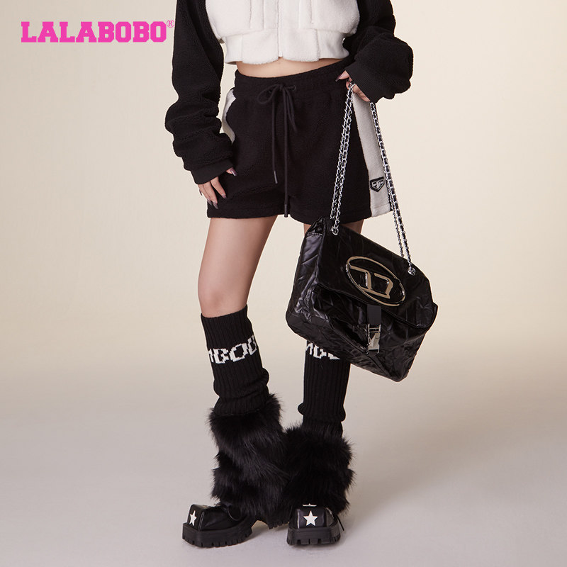 LALABOBO早秋新品潮流百搭治愈美学H型毛绒三分短裤|LBCD-WXZD12
