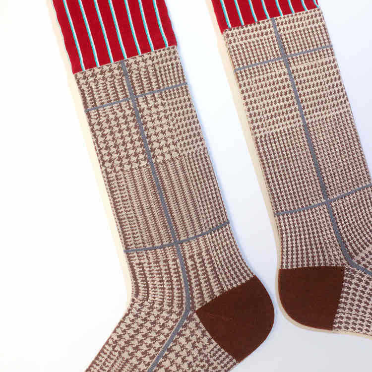 小众设计师小腿袜美腿及膝长筒袜女秋冬显瘦彩色条纹拼色堆堆袜,淘宝优惠券,粉丝福利购,淘宝优惠卷