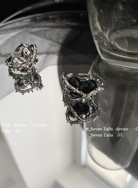 指环荆棘爱心指环金属小众设计