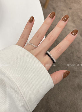 2022弹力可调节水晶戒指女潮简约学生百搭小众设计感情侣食指指环