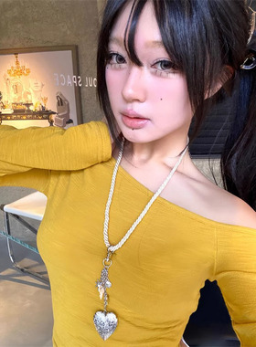 y2k流浪沙丘浮雕爱心项链辣妹甜酷部落风亚文化小众高级氛围感潮