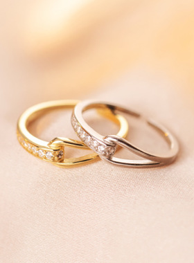 旭日闪钻水滴扣戒指ins简约小众时尚交集鲁伯特之泪食指开口指环