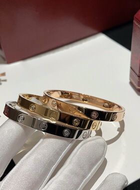 V金CNC高版本love手镯窄中宽版新款女厚镀18K玫瑰金情侣手环