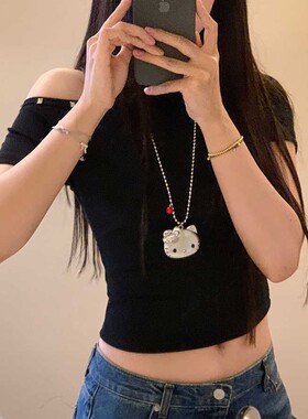 小众高级感复古卡通猫咪吊坠个性甜美可爱百搭长款项链女