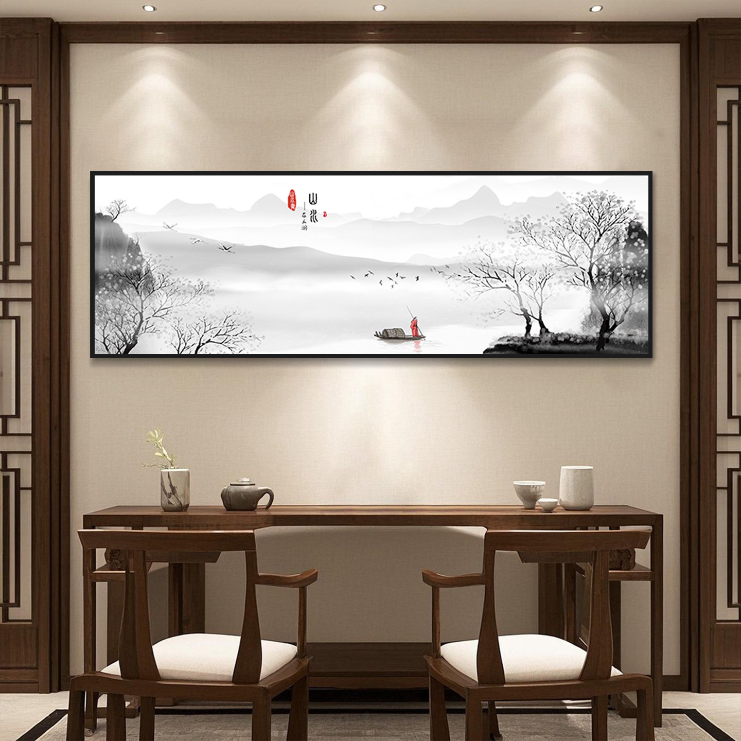 客厅沙发背景墙电视墙壁画新中式挂画山水画茶室禅意办公室装饰画 - 图1