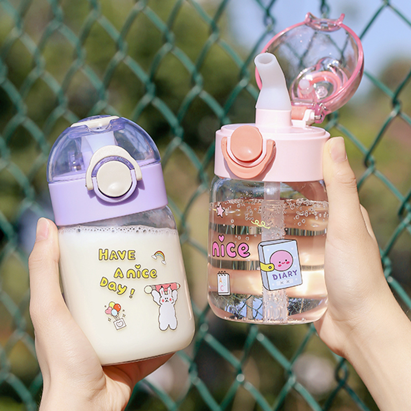 便利100便携网红可爱带吸管透明水杯