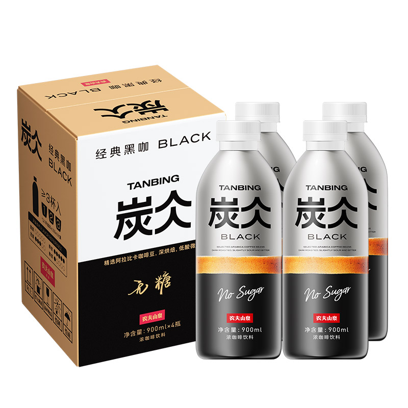 【农夫山泉官方旗舰店】炭仌经典黑咖浓咖啡饮料900ml*4瓶装 - 图3