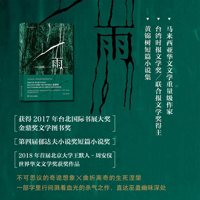 后浪官方正版《雨》马来西亚华文作家黄锦树著作Hujan 2017年台北国际书展大奖、金鼎奖文学图书奖获奖作品。