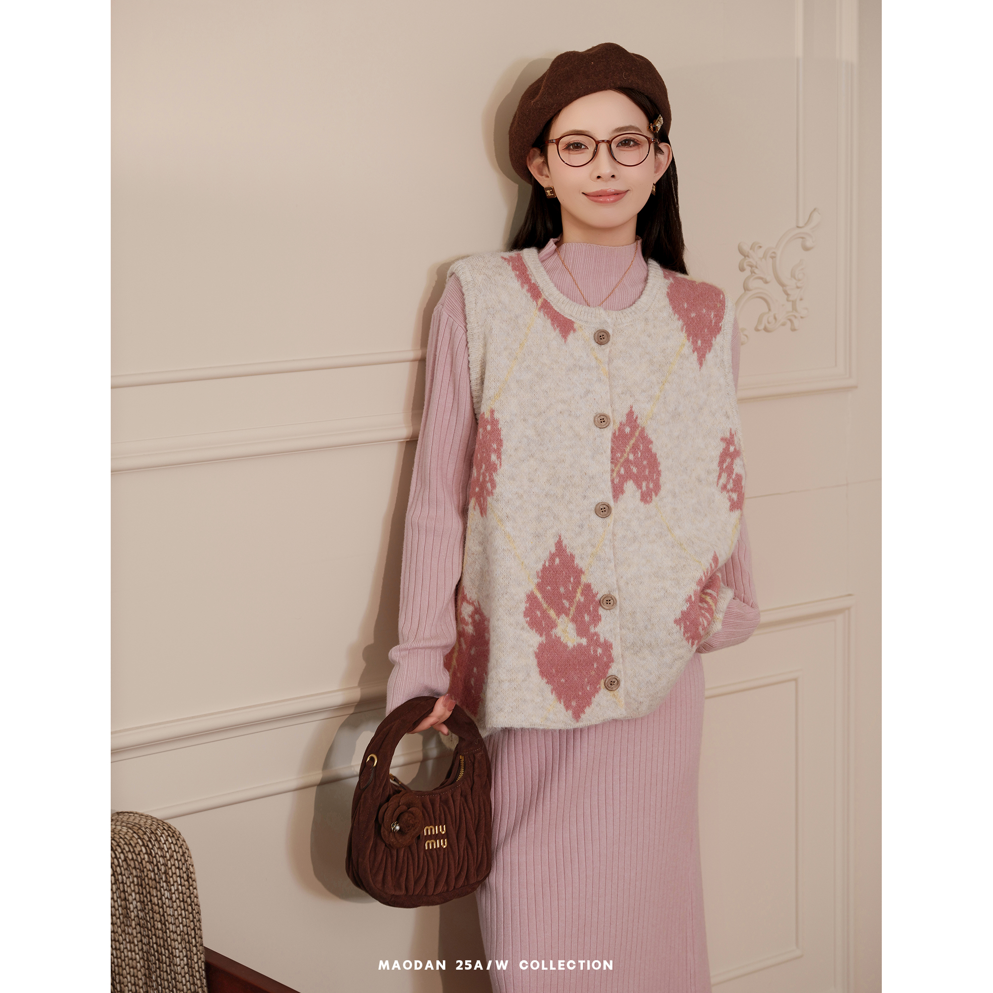 猫单【粉漾心情】【羊毛】娜娜的孕期穿搭孕妇装秋季新品马甲套装 - 图3