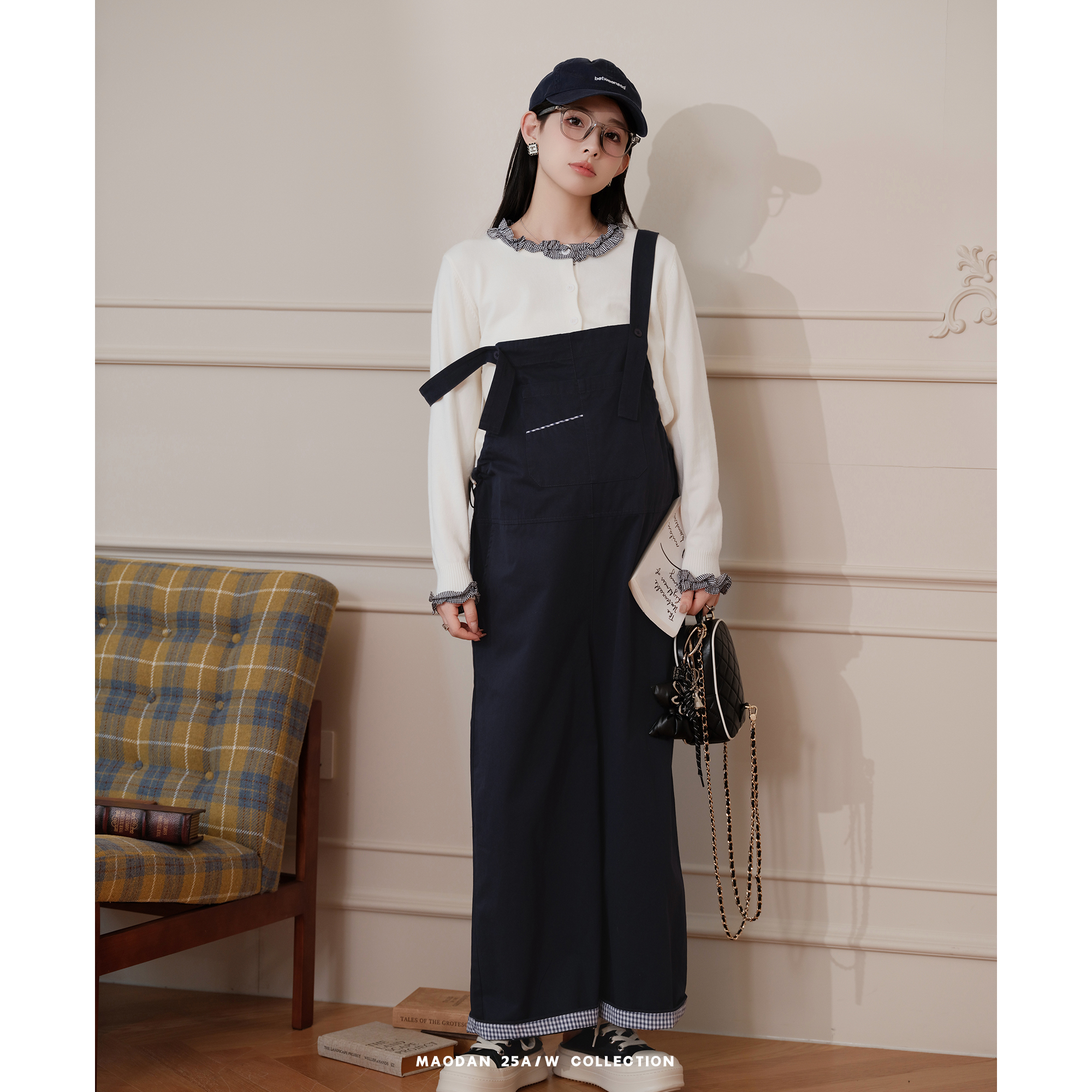 猫单【柏林少女】娜娜的孕期穿搭孕妇装秋季显瘦毛衣背带裤套装 - 图1