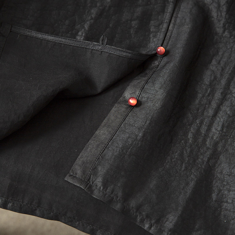 现货 真丝香云纱短袖衬衫女100%桑蚕丝木耳袖圆领上衣夏,淘宝优惠券,粉丝福利购,淘宝优惠卷