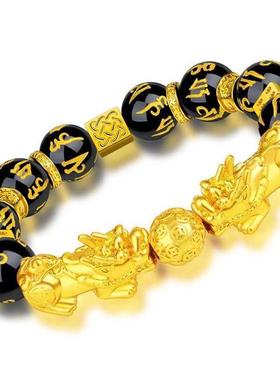 合金镀金貔貅精美情侣款手链男女款仿黄金手串 佛珠首饰礼物批发