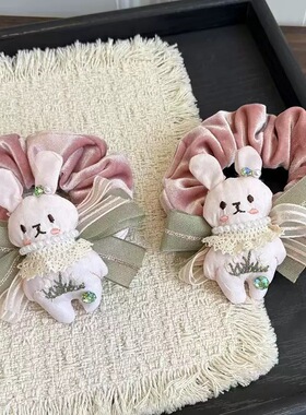 爱美饰品家新款可爱卡通小兔子大肠发圈小熊毛绒绒发圈头圈发夹子