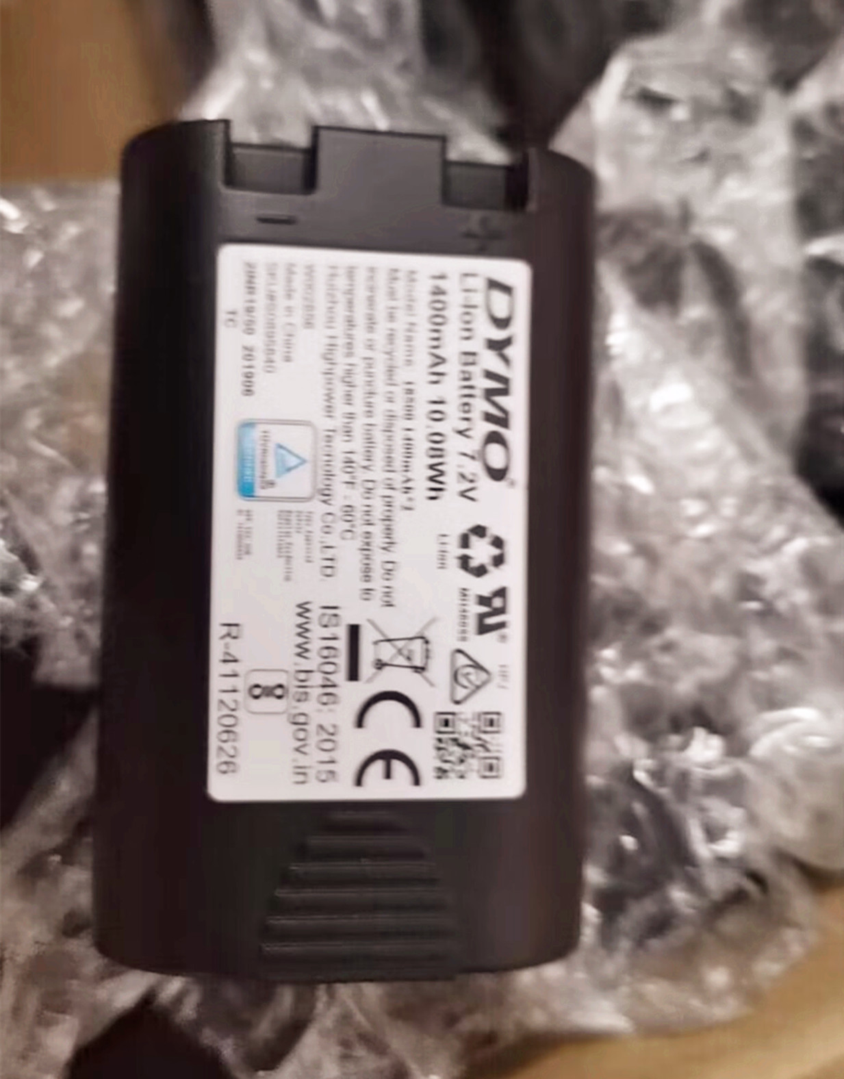 适用于 DYMO 达美标签机电池 型号 18500 1400mah *2原装电池7.2V - 图1