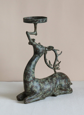 生财有鹿装饰摆件古典灯具蜡台