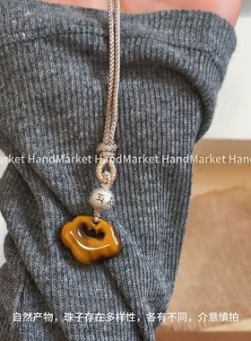 吊坠925银 JIUJIU【抽拉虎眼平安锁毛衣链】百搭复古小众1204