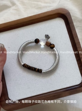 999足银 【美拉德镯串】时尚手工简约复古通勤款弹力-直播间售卖