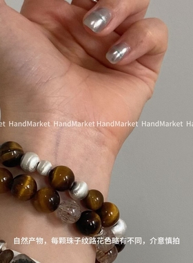 925银手链 JIUJIU【银光】气质时尚百搭手作个性轻奢拉丝银球手串