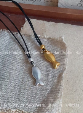 情侣款吊坠999 足银双色小鱼长链】手工时尚编织小众简约送礼物